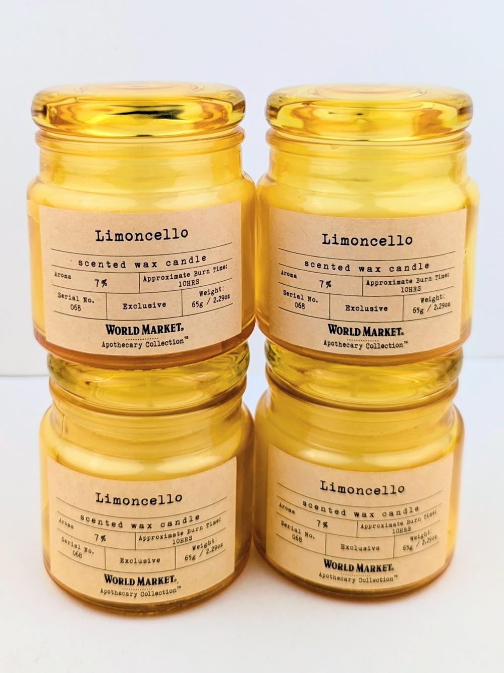 World Market Limoncello Mini Jar Candles 65g/2.29oz. x4pc.
